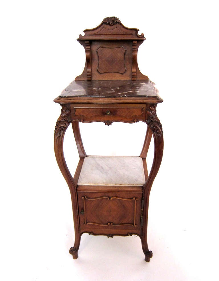 Carved French Cherry Night Stand / Pot Cabinet In Excellent Condition In Sarasota, FL