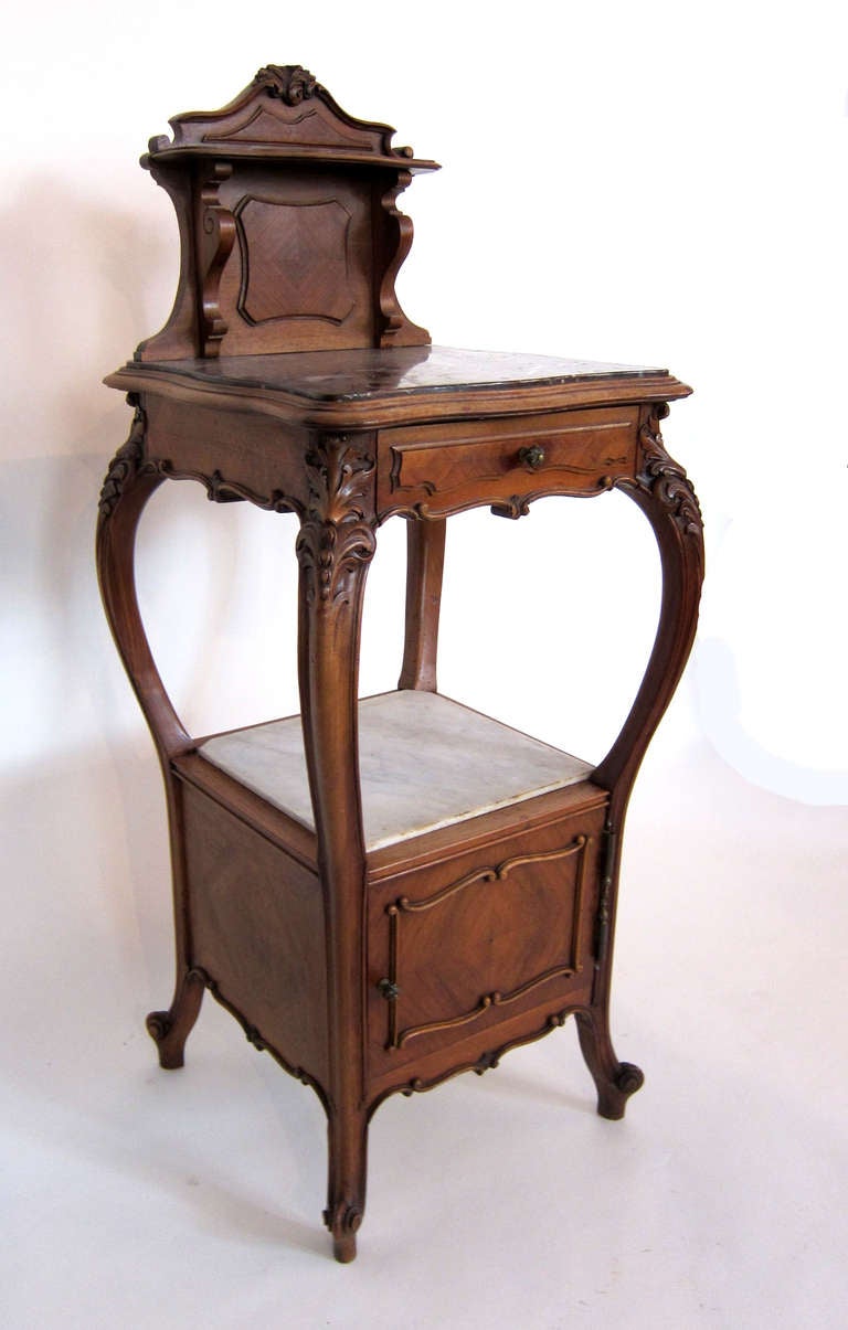 19th Century Carved French Cherry Night Stand / Pot Cabinet