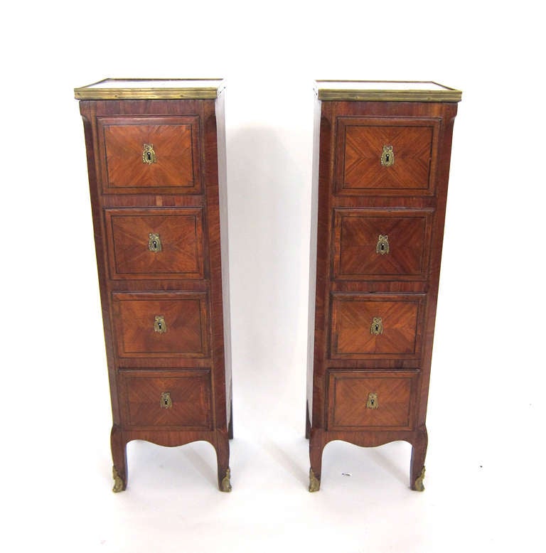 18th Century and Earlier Pair of French Petite Side Commodes Early 18th Century