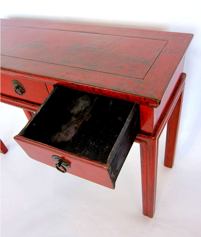 19th Century Red Lacqured Chinese Desk/Console 2