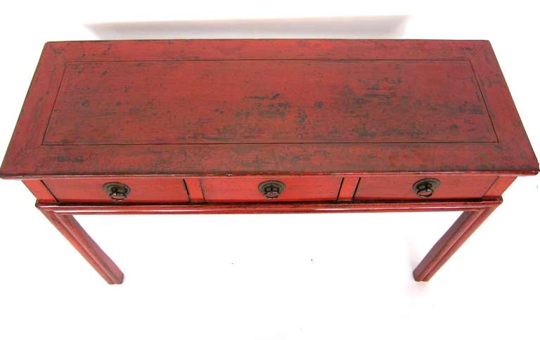 Elm 19th Century Red Lacqured Chinese Desk/Console