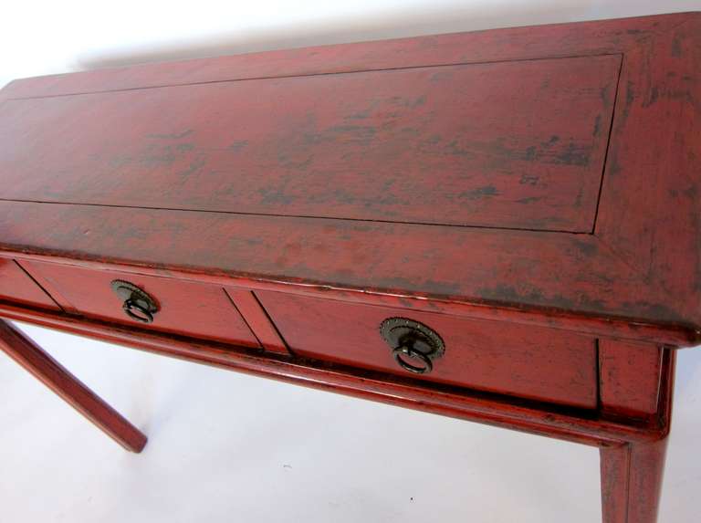 19th Century Red Lacqured Chinese Desk/Console 1