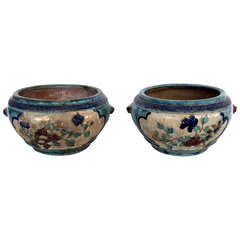 Pair of Chinese Planters with Floral Designs