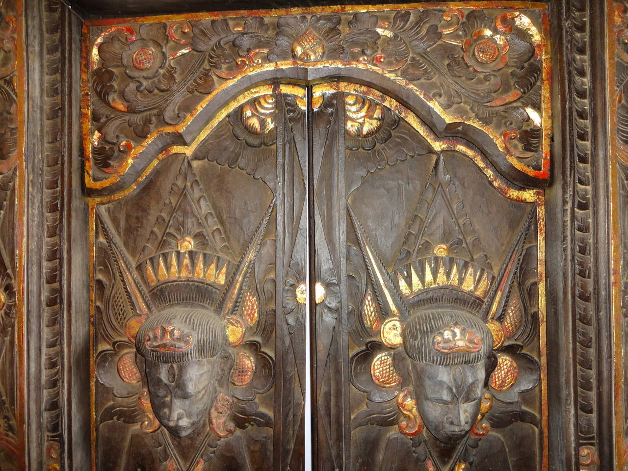 Thailand Carved Wood Temple Doors In Excellent Condition In Sarasota, FL