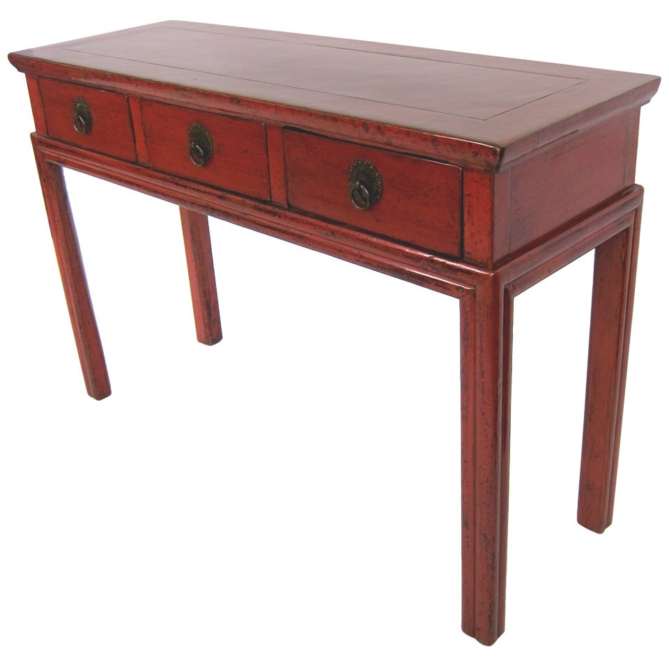 19th Century Red Lacqured Chinese Desk/Console
