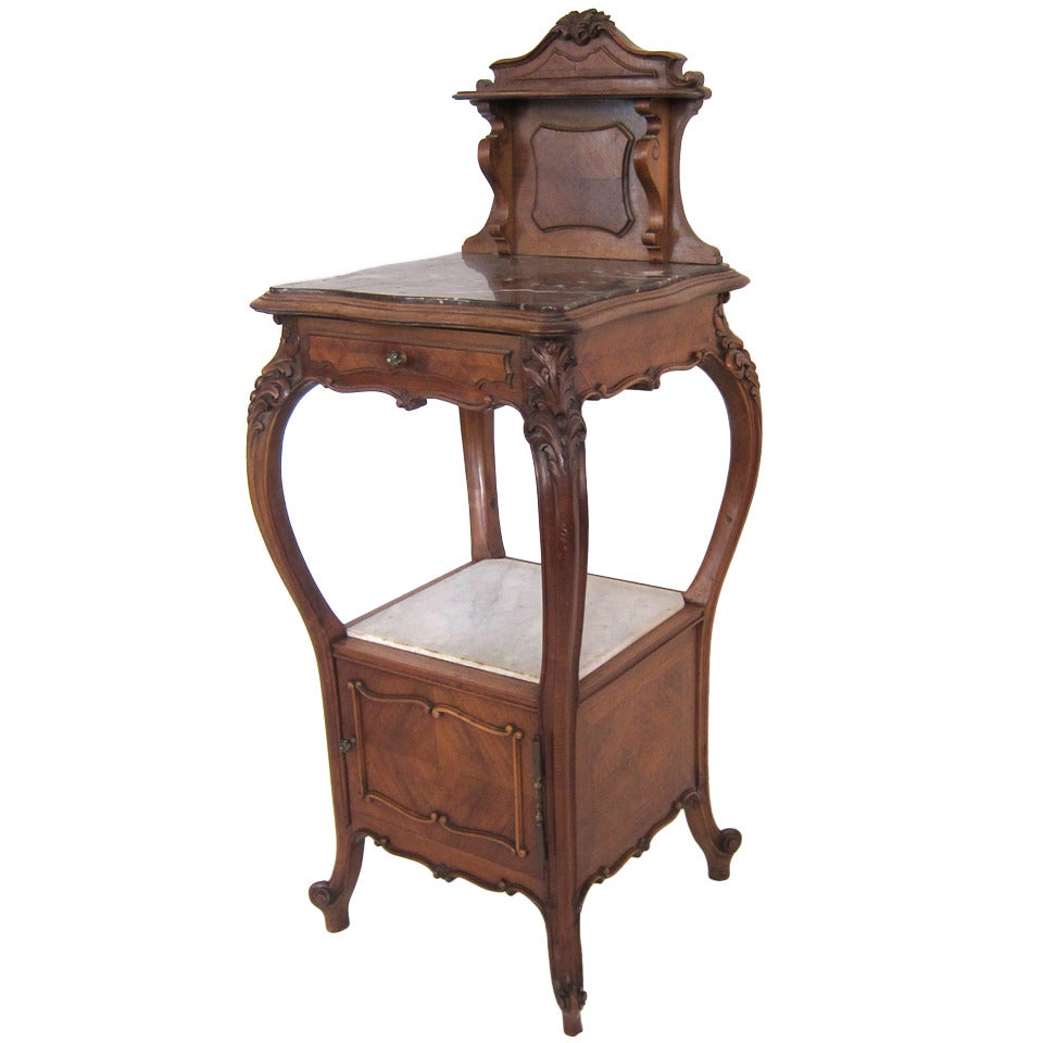 Carved French Cherry Night Stand / Pot Cabinet