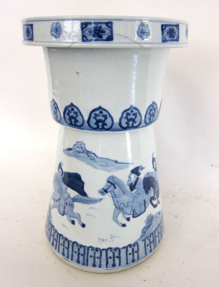 Blue and White Garden Stool In Excellent Condition In Sarasota, FL
