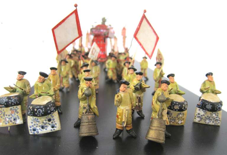 Chinese Toy Figures of a Wedding Parade Procession In Excellent Condition In Sarasota, FL