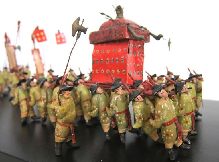 20th Century Chinese Toy Figures of a Wedding Parade Procession