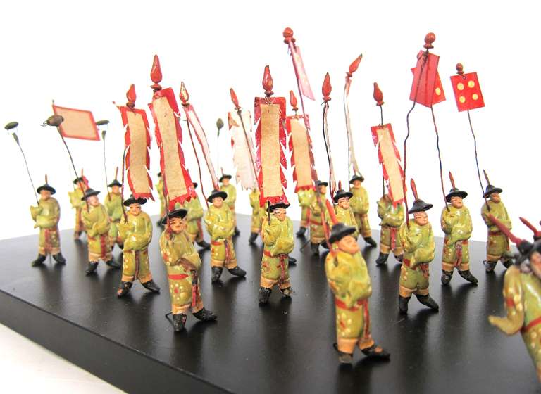 Paper Chinese Toy Figures of a Wedding Parade Procession