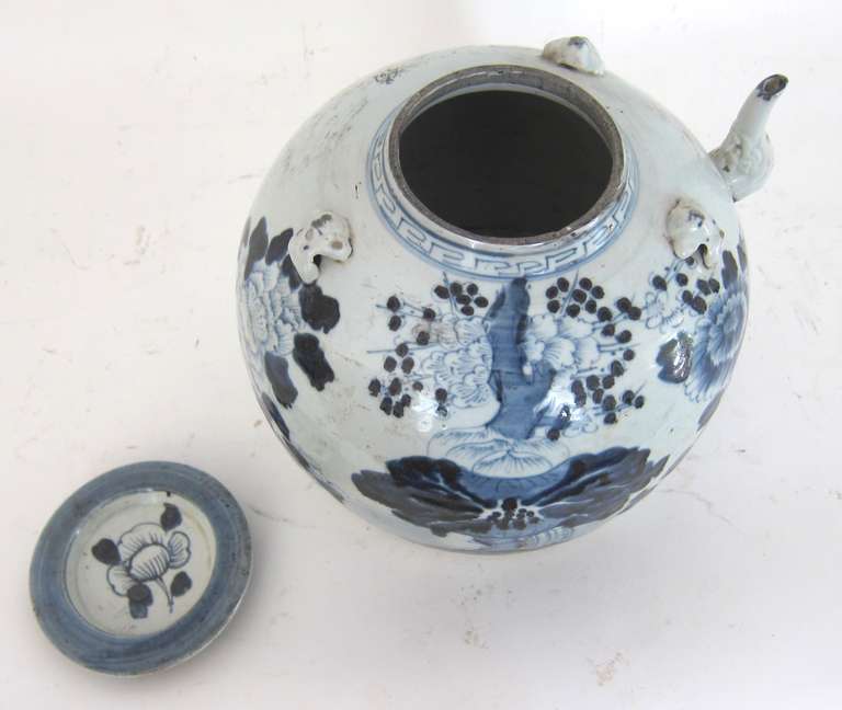 Chinese Blue on White Extra Large Tea Pot 1