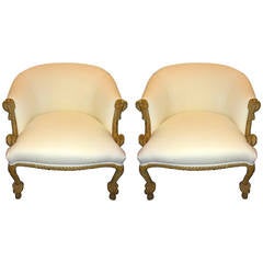 Pair Rope and Tassel Upholstered Armchairs