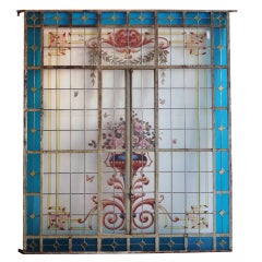 Antique Stain Glass Window & Pair of Doors etc