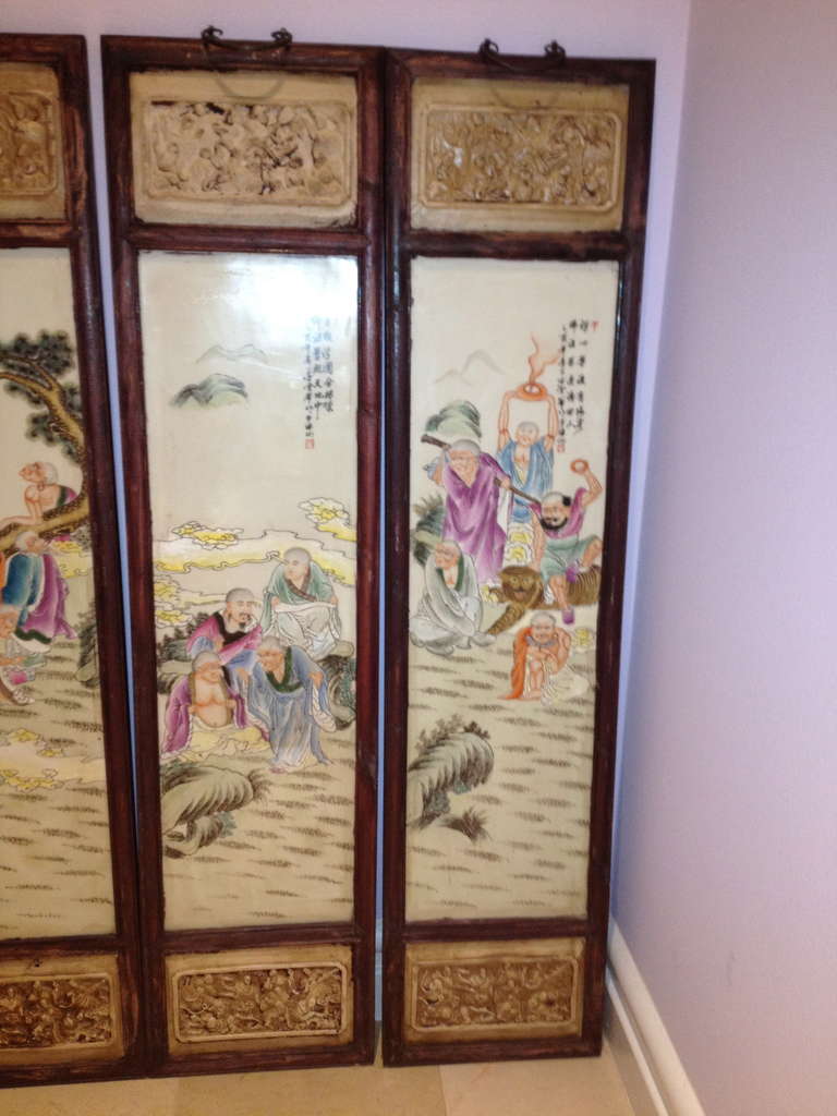 19th Century Set Of 4 Chinese Porcelain Wall Panels