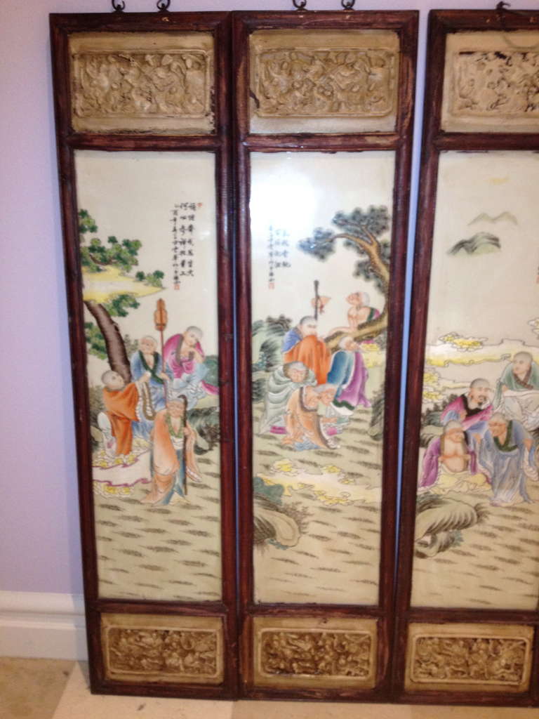 Set Of 4 Chinese Porcelain Wall Panels 1