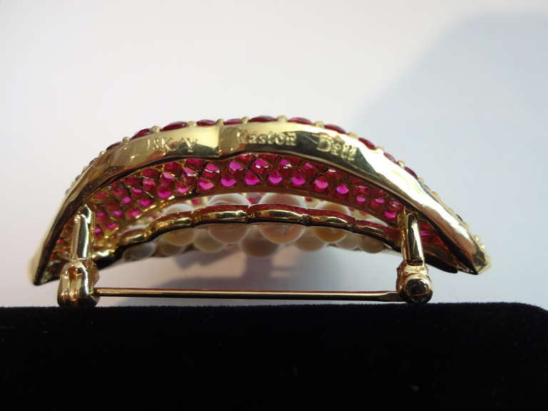 Dali Rubies & Pearls Lips Brooch / Pin 1