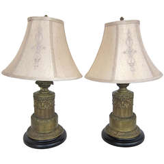 A Pair of French Carcel Bronze Table Lamps
