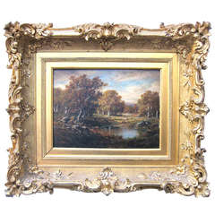19th Century Oil Painting "Forest & Stream" by Diaz De La Pena