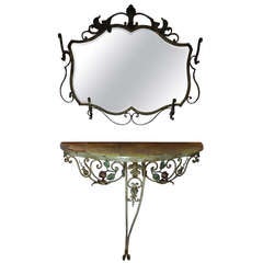 Antique French Wall Console with Mirror