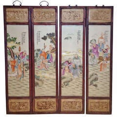 Set Of 4 Chinese Porcelain Wall Panels