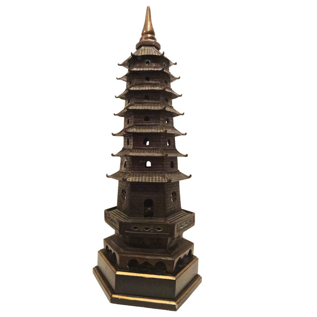Chinese Bronze Temple Pagoda