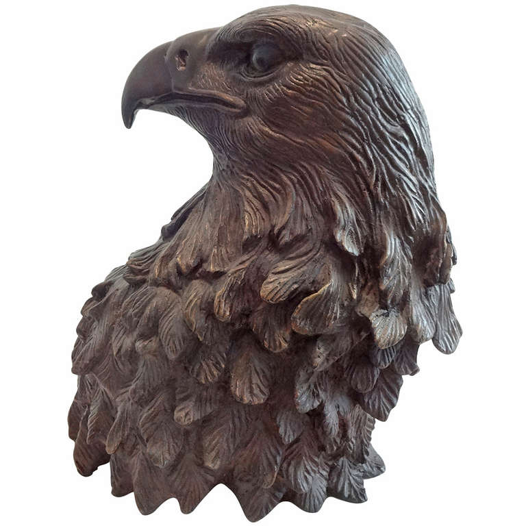 Bronze Eagle Head Statue at 1stdibs