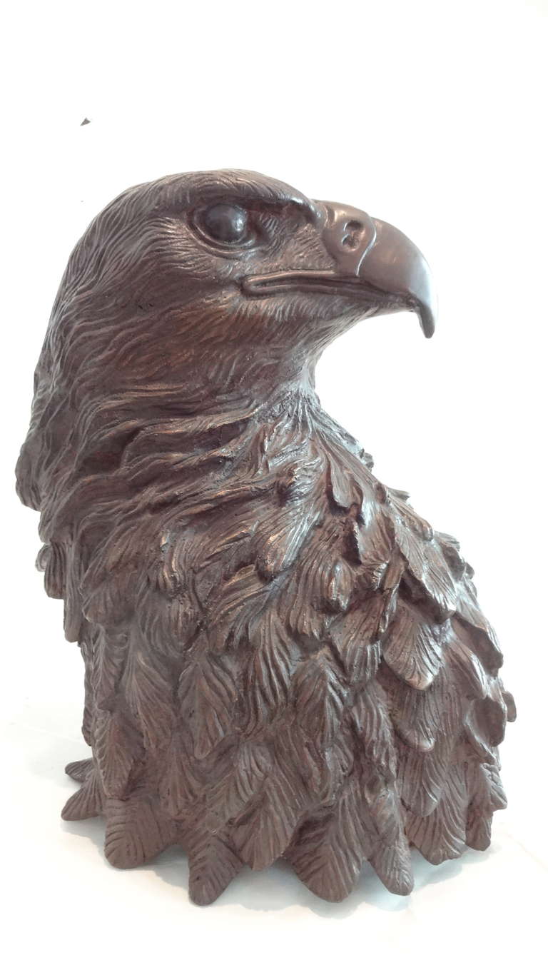Bronze Eagle Head Statue In Excellent Condition In Sarasota, FL