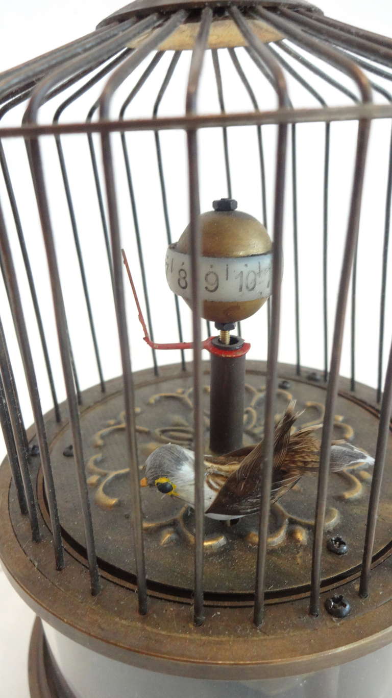 Brass Bird in a Cage Musical Clock