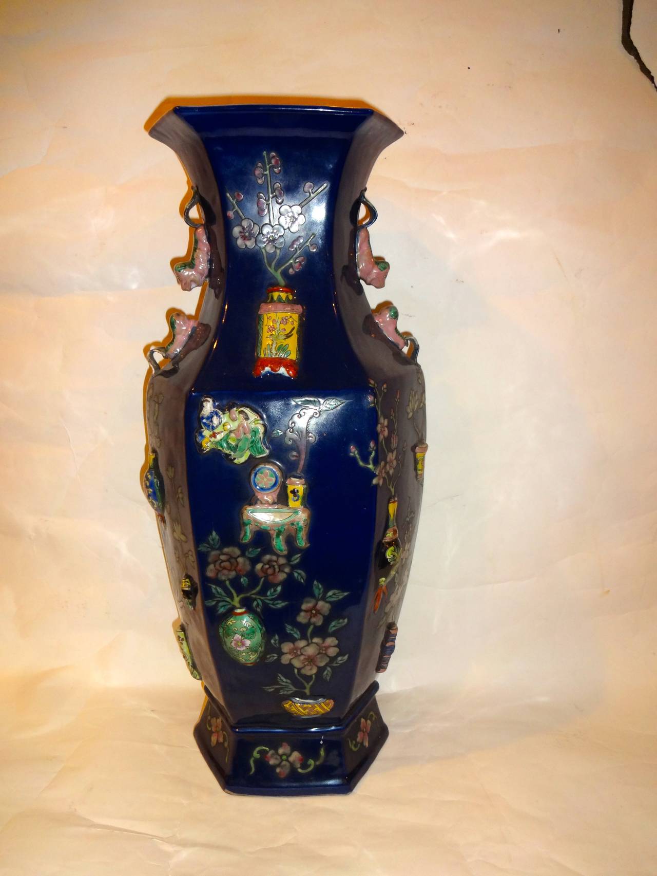 Pair of Chinese Qianlong marked Blue Vases 1