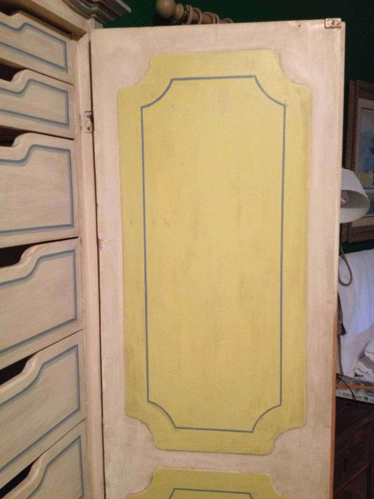 Italian Niccolini Painted Armoire w/ slide drawers