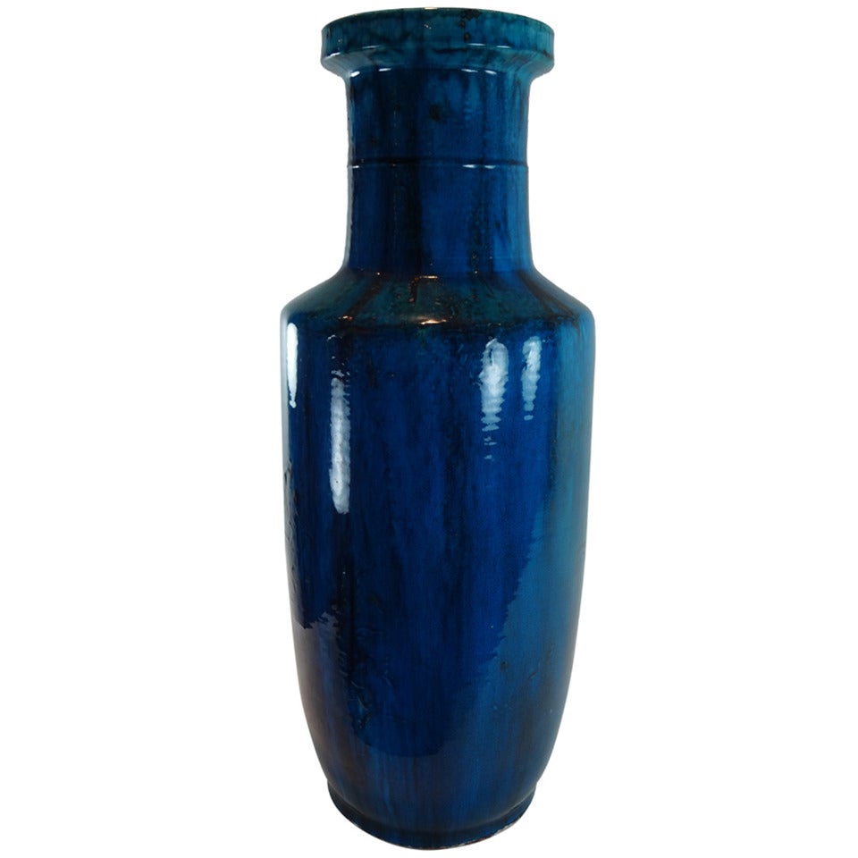 Chinese Rare Large Turquoise Rouleau Vase