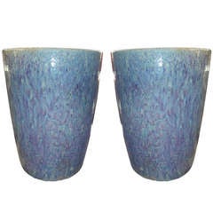 Pair Of "tall Drum Shape"  Planters