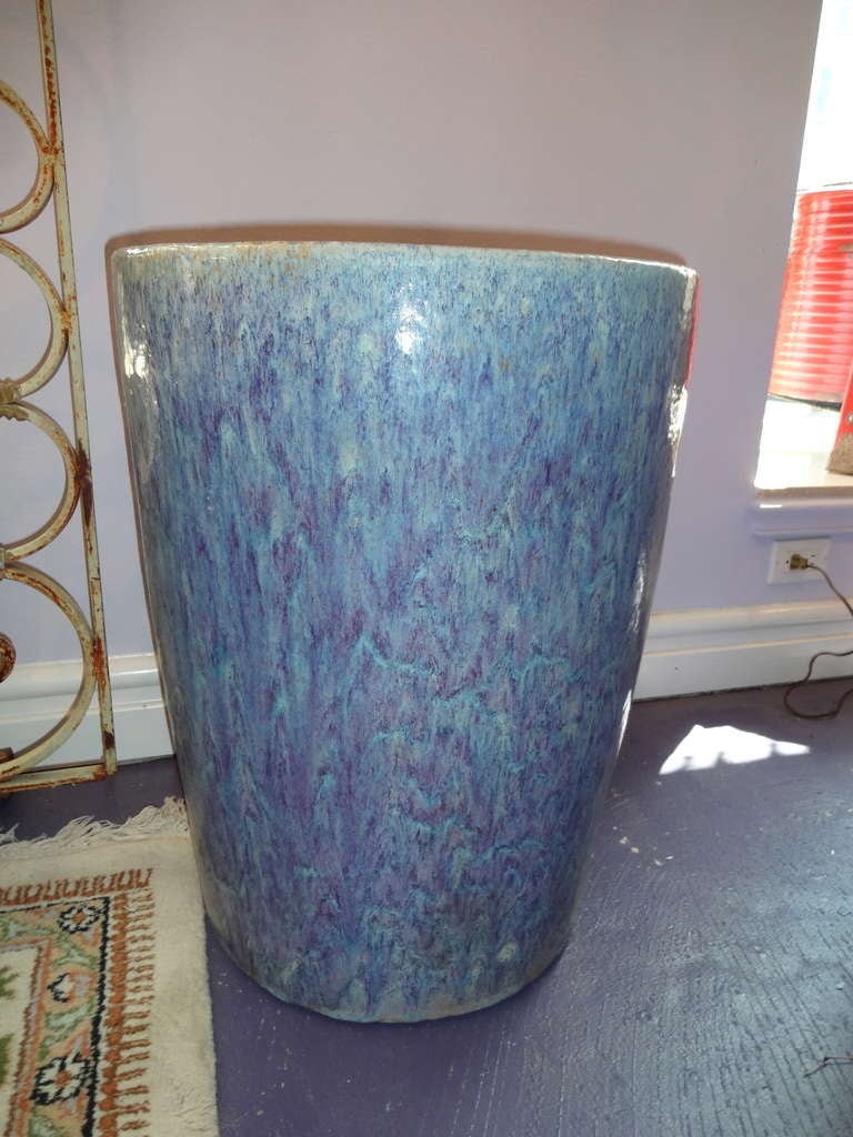 Pair Of "tall Drum Shape"  Planters