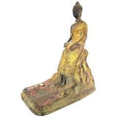 Sukothai Seated Gilt Bronze Buddha