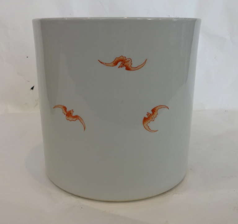 Chinese Famille Verte Brush Pot In Excellent Condition In Sarasota, FL