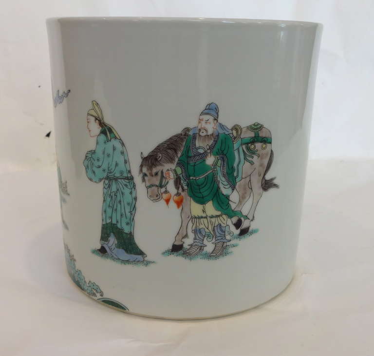 19th Century Chinese Famille Verte Brush Pot