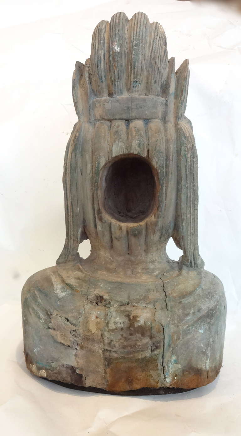 19th Century Chinese Guan Yin wooden bust