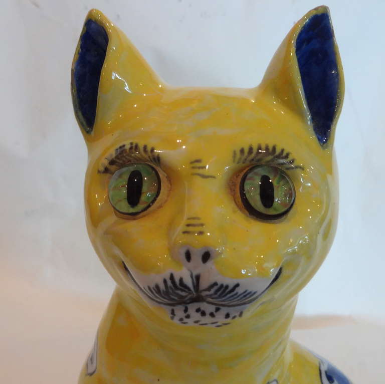 Signed Galle Faience Cat 1