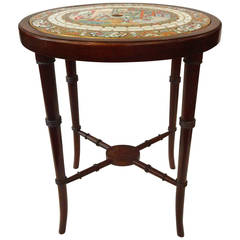 Famille Rose Porcelain and Mahogany Oval Side Table