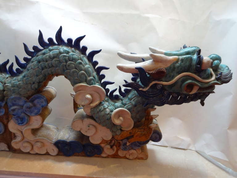 Pair Of Dragon Roof Tiles Statues 5