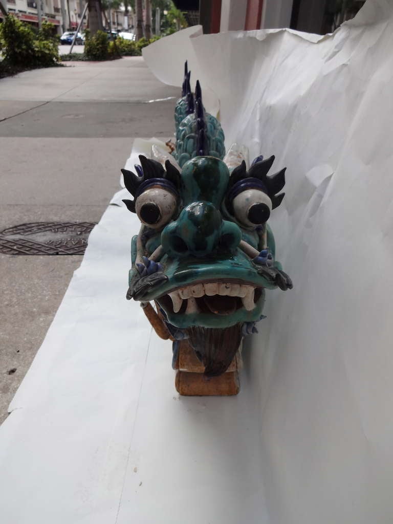 Pair Of Dragon Roof Tiles Statues 4