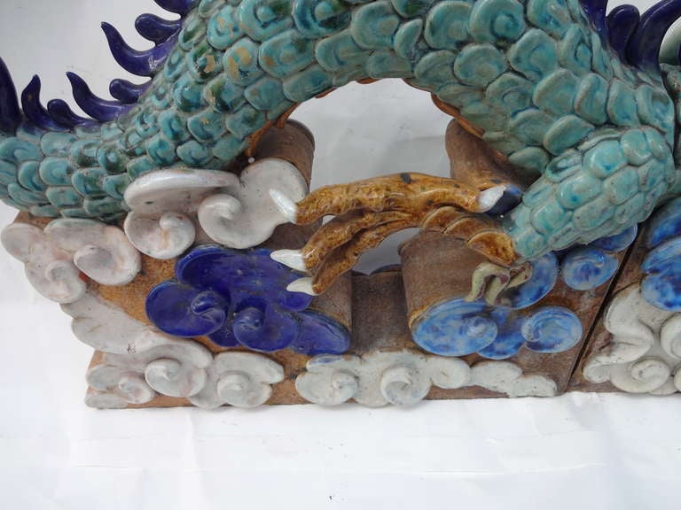 Pair Of Dragon Roof Tiles Statues 2
