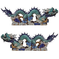 Pair Of Dragon Roof Tiles Statues