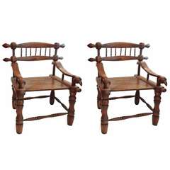 Antique Pair African Arm Chairs