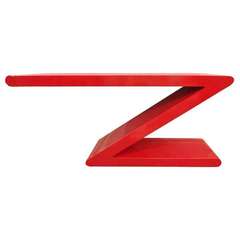 Contemporary "Z" Form Red Lacquer Console Table