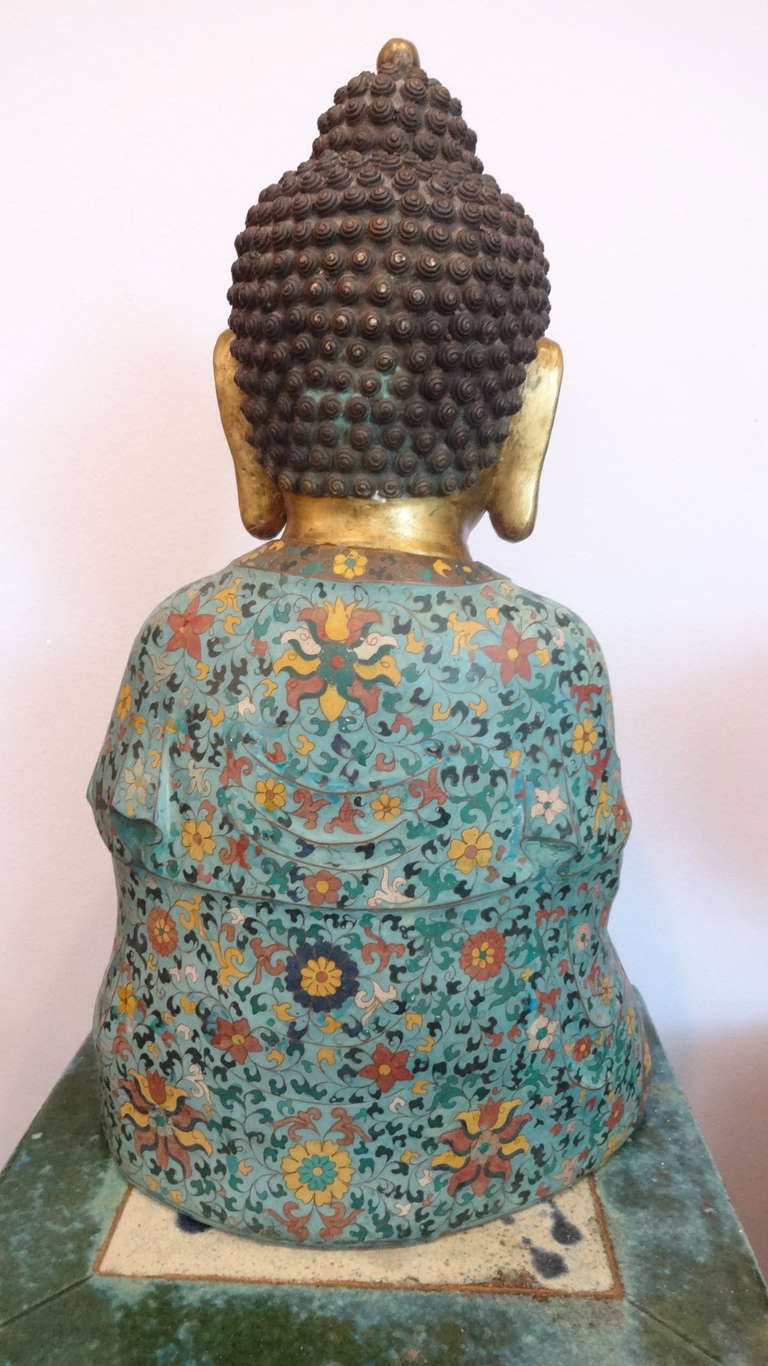 Cloissoné Chinese Cloisonné Seated Buddha