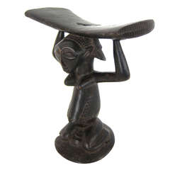 Carved African Headrest from the Luba Tribe
