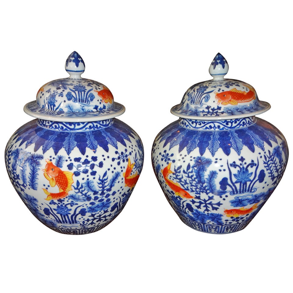 Pair of Chinese Porcelain JARS at 1stDibs