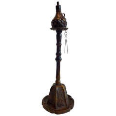 Antique Large Korean Bronze Oil Lamp