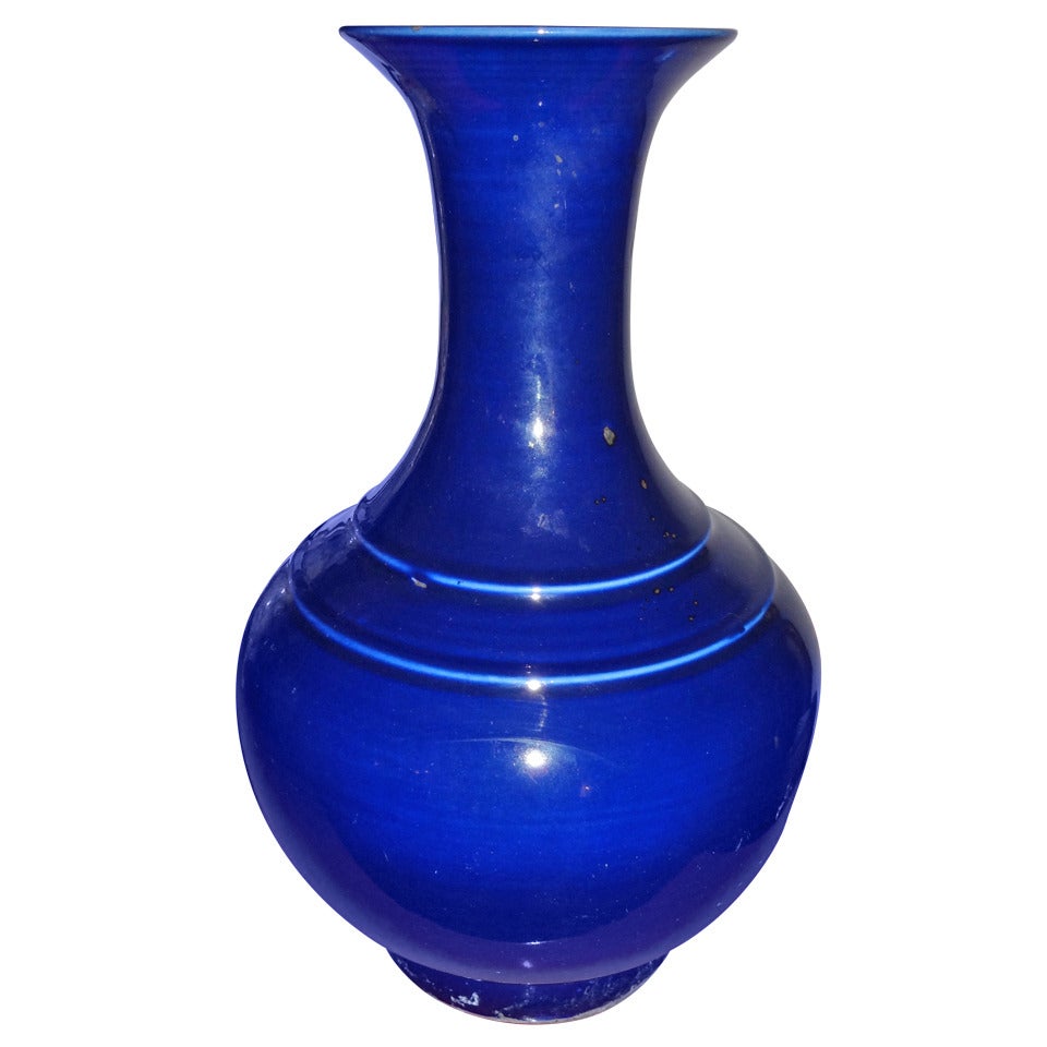 Large Chinese Dark Blue Glazed Vase at 1stDibs